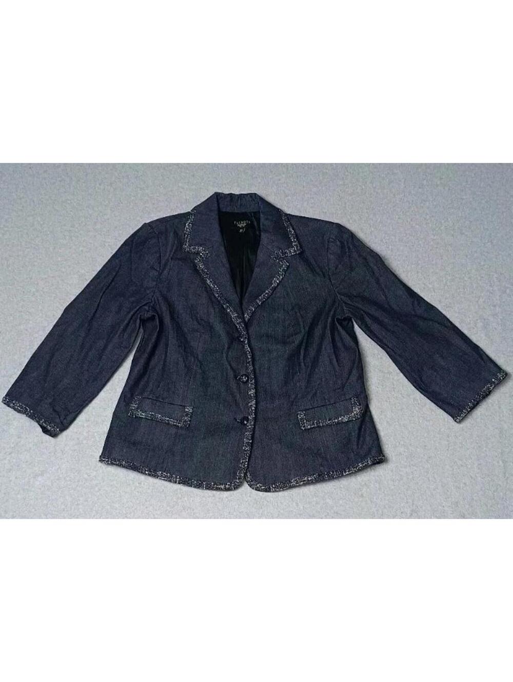 Talbots Petites Denim Jacket Womens Size 14P Blue Jean Denim Button Up...